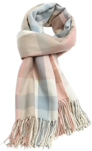GWAWG Bufanda de tartán de invierno para mujer, cálida, larga, suave, chales de cachemira, accesorios de moda para Navidad, vacaciones, regalos al aire libre, rosa, talla única