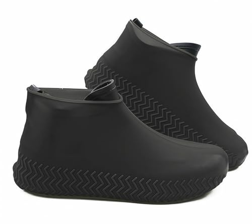 Tyxzle Waterproof Shoe Covers,Rain Shoe Covers Reusable Silicone Non Slip Shoe Covers for Outdoor,Rain Shoe Covers for Women and Men (black, L)