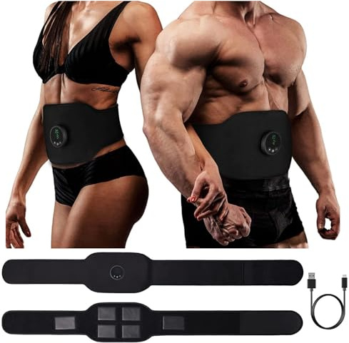 Muskel fitness ab-bälte, ultrasimulator med 12 lägen och 19 intensitetsnivåer, toningsbälte för magfett, perfekt för mage, armar och ben