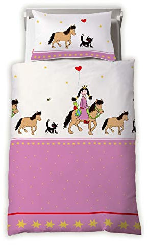 Fleuresse Dream Art Kids, Renforce-Kinder-Bettwäsche, ein wahrer Mädchen-Prinzessinen-Traum, weiß/pink, 100 x 135 cm inkl. 40 x 60 cm Kissen