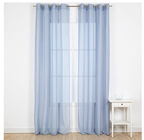 TRAMAS+ Cortinas Visillo Semitransparente para Salón y Dormitorio con Ojales, 140x300cm, 1 Pieza, Dormitorio, Infantil, Juvenil y Adulto y Comedor – Molly Indigo