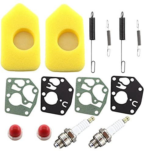 MCHNIC 2x Luftfilter Membran Reglerfeder Zündkerze für Briggs & Stratton Quattro Motoren mit 3,5-4,5 PS, Q 45, Serien 450-600, 4216 5086K 5088 698369 Classic Sprint 795083 694394 692211 691859