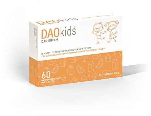 DAOkids - Management des DAO-Mangel - Für Kinder ab 3 Jahren - 60 Magensaftresistente Mini-Tabletten - DAO-Enzym