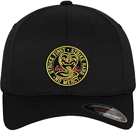 Cobra Kai Offizielles Lizenzprodukt Patch Flexfit Cap (Schwarz), Klein/Mittel