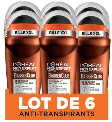 L'Oréal Paris Barberclub - Desodorante en rollo, 50 ml, 6 unidades