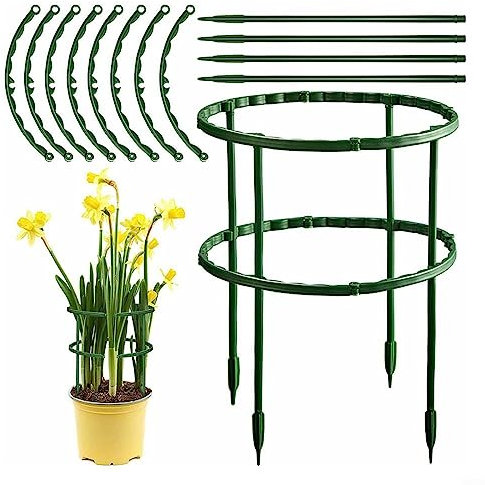 8 Pack Plant Support Frame For Garden, Half Round Garden Stakes, Plant Support for RING Cage For Peonies Monstera Hydrangeas Roses Sedum Vegetables Tomatoes 22×25cm
