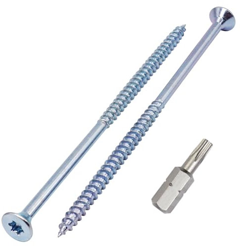 SKIR'CO (10 pezzi) Viti per Legno in Acciaio Zincato 6,0 x 140 mm, Viti a Testa Svasata Torx, Viti per Truciolare, Parzialmente Filettate