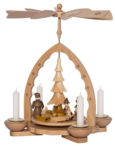 Richard Glaesser Pyramid Christmas Forest Nature for Tea Light and Candles from Seiffen in the Ore Mountains, 27 cm hoch