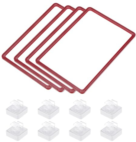 QUARKZMAN 4 Pièces Porte-Étiquette Magnétique 12 x 9 Pouces A4 Rouge