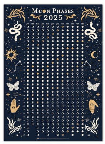 Grupo Erik Kalender 2025 Mondkalender 2025 Leuchtendes Poster Astral Wandkunst - Im Dunkeln Leuchtendes Poster 50 x 70 cm