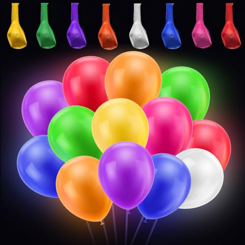 Globos de luz LED,Colores Globos Con Luz LED,Globos luminosos LED,Globo Led Para Cumpleaños Fiesta,Viste globos brillantes para fiestas, cumpleaños, carnavales temáticos y carnavales (50 pcs)