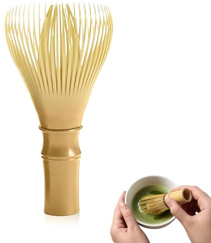Eymobad Frusta Matcha,Scopa Matcha,Pennello Matcha,Chasen,Racchette da Tè in Plastica,per Produzione e L'agitazione di Matcha, Bambù dorato, Matcha, Frusta per Tè Verde
