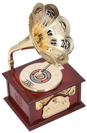 FDIT Gramophone Music Box, Cabina Musicale Meccanica Vintage con Design di Fonografi retrò, Arredamento da Tavolo ABS Artigianato per Casa, Camera da Letto, Ufficio, (Grammofono