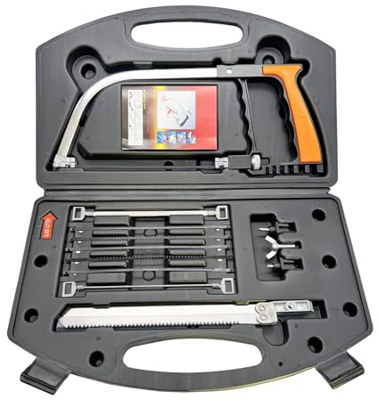NumRealm 12-in-1 Multifunction Hacksaw Set with Extra Blades - Cut Wood, Metal, PVC, Tile & More - Ergonomic Hand Hacksaw in Carry Case