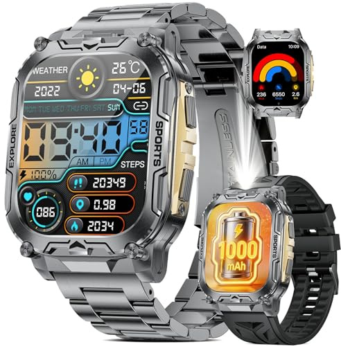 SUNKTA Orologio da uomo militare con batteria grande 900 mAh, display HD grande e funzione telefonica/IP68, impermeabile 24/7, frequenza cardiaca/monitor del sonno/SpO2 per Android iOS 2