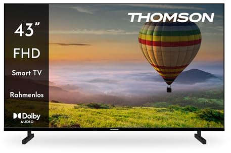 Thomson 43 Pollici (109cm) FHD LED Smart TV, Wi-Fi, Controllo Vocale, HDR10, Dolby Audio, Triplo Sintonizzatore (Cavo/Satellite/Antenna), HDMI, USB, 1.5GB RAM, 8GB Flash – 43FT2S15