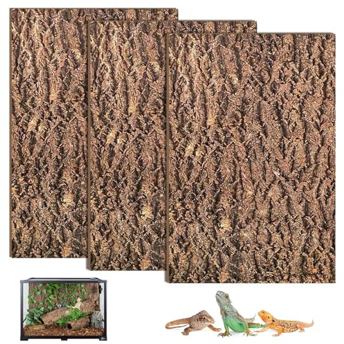 SUNOYA 3 st Terrarium ryggbräda, korkbark ryggbräda 20×30 cm, naturlig trädbarksoptik, vattenbeständig korkbark bakgrundsplatta, klätterplatta för reptiler, bartagam, sköldpaddor