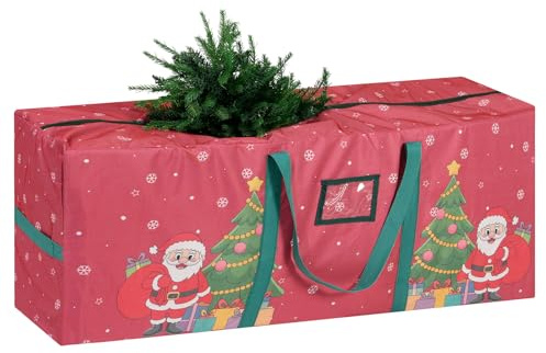 TaoQ C Albero di Natale Borsa di Immagazzinaggio, 165 CM x 38 CM x 76 CM Borsa Impermeabile di Albero di Natale con Maniglie e Cerniera per Ghirlanda natalizia Ornamenti, Rosso