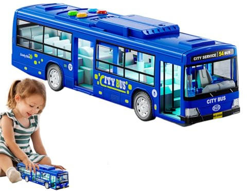 Generisk elektrisk stadsbuss leksak, buss rollspel, elektrisk pedagogisk byst, barn lekbilar öppna dörrar, rolig interaktiv, leksaksbuss för och flickor