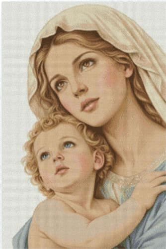 Generico QUADRO ELEGANTE E DELICATO MADONNA CON BAMBINO KIT COMPLETO PUNTO CROCE - JOLLY MERCERIA