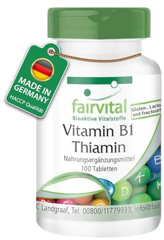 Fairvital | Vitamin B1 100mg - 100 Tabletten - Thiamin - HOCHDOSIERT - VEGAN