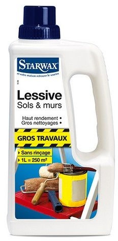 STARWAX - Lessive sols, murs et plafonds - Sans rinçage - Nettoie et dégraisse - Haut rendement jusqu'à 250m² - Efficace même dilué à l'eau froide - Fabriqué en France - 1L