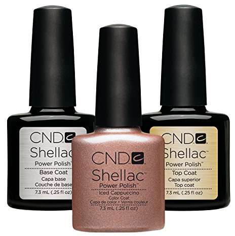 CND Iced Cappuccino Original Coloured Shellac with Shellac Base and Top Coat 7.3 Ml