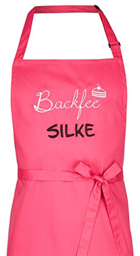 Wolimbo Kochschürze mit Namen - pink - Grillschürze Küchenschürze personalisiert mit verstellbarem Nackenband - Schürze selbst gestalten mit Motiv
