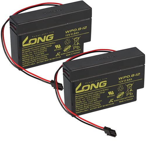 2X Akku WP0.8-12H 12V 0,8Ah Molex Stecker kompatibel Heim & Haus AGM Blei Batterie WSB Set