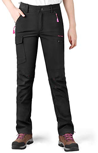 KUTOOK Pantaloni Escursionismo Donna Invernali Pantaloni Hiking Softshell Impermeabile da Arrampicata Trekking Sci Neve Outdoor,M