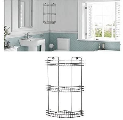 BECA Mensola Angolare Doccia in Metallo Portasapone 3 Ripiani 40 x 19 cm