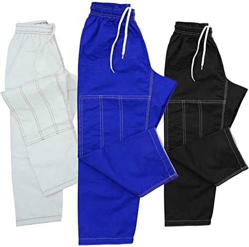 Roar Kids Brazilian Jiu Jitus Gi Pants BJJ Kimono Pants MMA Grappling BJJ Gi Pant Martial Arts and Kick Boxing (C1, Blue)