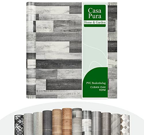 casa pura Vinylboden Meterware Plaza - Holzoptik Fliesenoptik Steinoptik - PVC Bodenbelag - Vinyl Designbelag für Küche, Bad & Wohnbereich (Cuban Oak 909M, 200x150cm)
