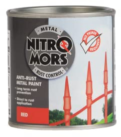 Nitromors Smooth Metal Paint - Rust Protection for Metal Doors, Garden Furniture, Gates, and Railings - No Primer Required, UV Resistant, Red 250 ml