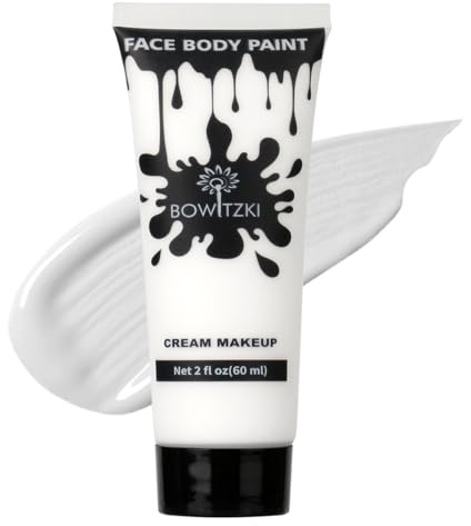 Bowitzki Face and Body Paint 2oz Cream Makeup 60ml Water Based Face Painting Special Effects For Adults Halloween Christmas Party Stage Cosplay (White)