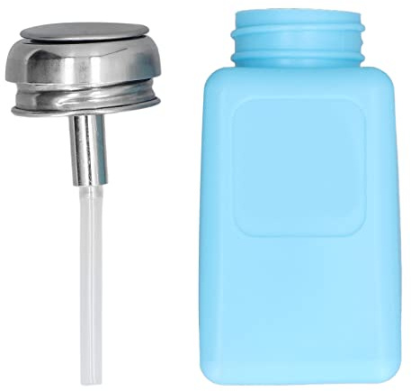 Alkoholdispenser, Nagellackborttagare, Pumppresstyp, Enkel Användning, 6,7 Ounce Kapacitet med Rostfritt Stållock för Laboratoriebruk (Blå)