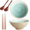 Sightday Ramen Bowl,Noodle Bowl,1200ml Ramen Bowl Set of 2(Ramen Bowl with Ramen Spoons,Chopsticks),Ceramic Bowl for Pasta Bowl,Snack,Soup,Salad Bowl,Cereal Food,Large Bowl(Beige)
