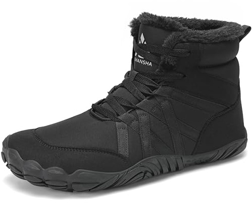 Mishansha Barefoot Scarpe Invernali Uomo Donna Caldo Stivali Neve Comode Antiscivolo Scarponi Outdoor, Nero 44