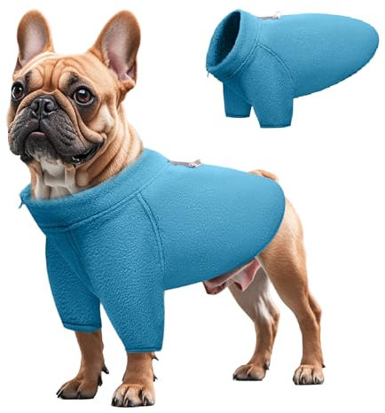 TOPSOSO Hundejacke Winter Elastisch Bequem Hunde-Fleeceweste Weiche Wärme Hundeweste Reißverschluss Reflektierender D-Ring Hundebekleidung mit Ärmeln Geeignet für Kleine Katzen und Hunde(Blau M)