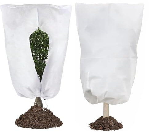 Lot de 2 protections hivernales pour plantes - 120 x 180 cm - Protection hivernale en pot - Avec fermeture éclair et cordon de serrage - Respirantes - Protection contre le gel - Pour plantes