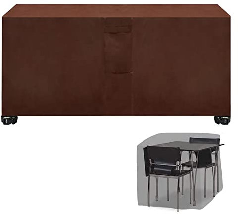 Abdeckung für Terrassenmöbel für den Außenbereich, 123 x 123 x 74 cm, wasserdicht, 420D-Oxford-Gewebe, Tischdecke mit verdickten Griffen, braune Farbe für Liegestühle und Tisch-Set