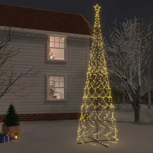 IKAYAA Albero di Natale Luminoso da Esterno - Cono Decorazioni Natalizie per Esterno - Bianco Caldo - 800 x 230 cm