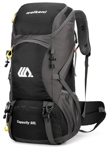 Ezmina 50L Wanderrucksack, wasserdicht, Camping-Rucksack, Wandern, Tagesrucksack, Reiserucksack für Damen und Herren, großer Rucksack für Klettern, Reisen, Touren, Skifahren, Trekking, Outdoor-Sport,