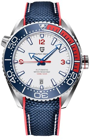 Pagani Design Men's Watch Automatic NH35 Mechanical Watch Ceramic Bezel Stainless Steel 100m Waterproof Diving Sports Bracelet Date Luminous Luxury Watch Rubber Strap