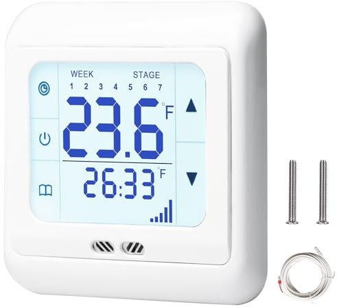 Behogan Termostato digital: termostato programable para calefacción por suelo radiante, termostato inteligente para calefacción por suelo radiante con sonda, regulador de temperatura ambiente para