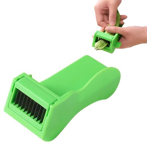 Cortador de Judías Verdes, Enhebrador con Cuchilla de Acero Inoxidable Cortador de Judías Verdes de Fácil Agarre para una Preparación de Verduras Sin Esfuerzo Aparato Ligero de Cocina (Verde)