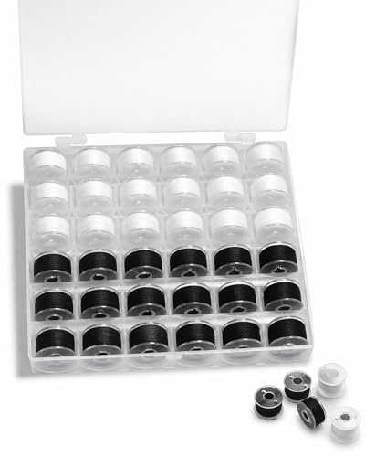 Set da 36 Bobine di filo da cucito Bobine in poliestere per macchina da cucire con scatola di conservazione,Bobine da Cucire per la maggior parte macchine da cucire domestiche(Nero e Bianco)