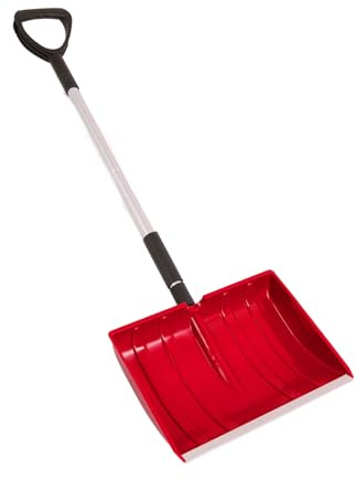 FTVOGUE Bärbar Snöskyffel Lätt Avtagbar Snöskyffel Justerbart Handtag 47,2 Tum Snöröjningsskyffel med PP Aluminiumblad för Uppfart Bil Camping Nödsituation (Röd)