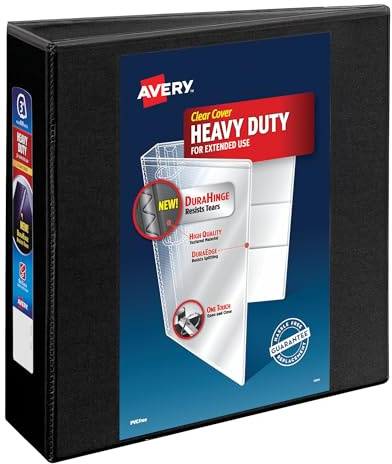 Avery Heavy-Duty 3 Inch Binders 3 Ring, View Binder, 1.5 Inch EZD Ring, Black, Sturdy (79693)