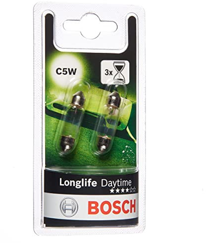 Bosch C5W Longlife Daytime lampadine auto, 12 V 5 W SV8,5-8 35 mm, lampadine x2